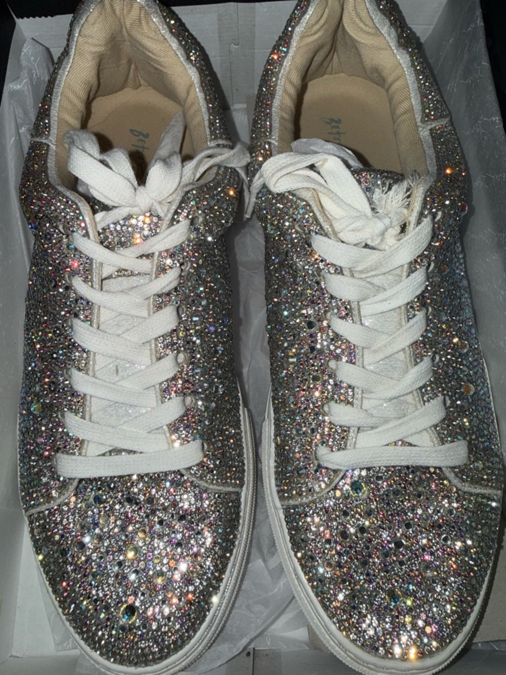 Betsey Johnson Silver Crystal Embellished Women's Sneakers